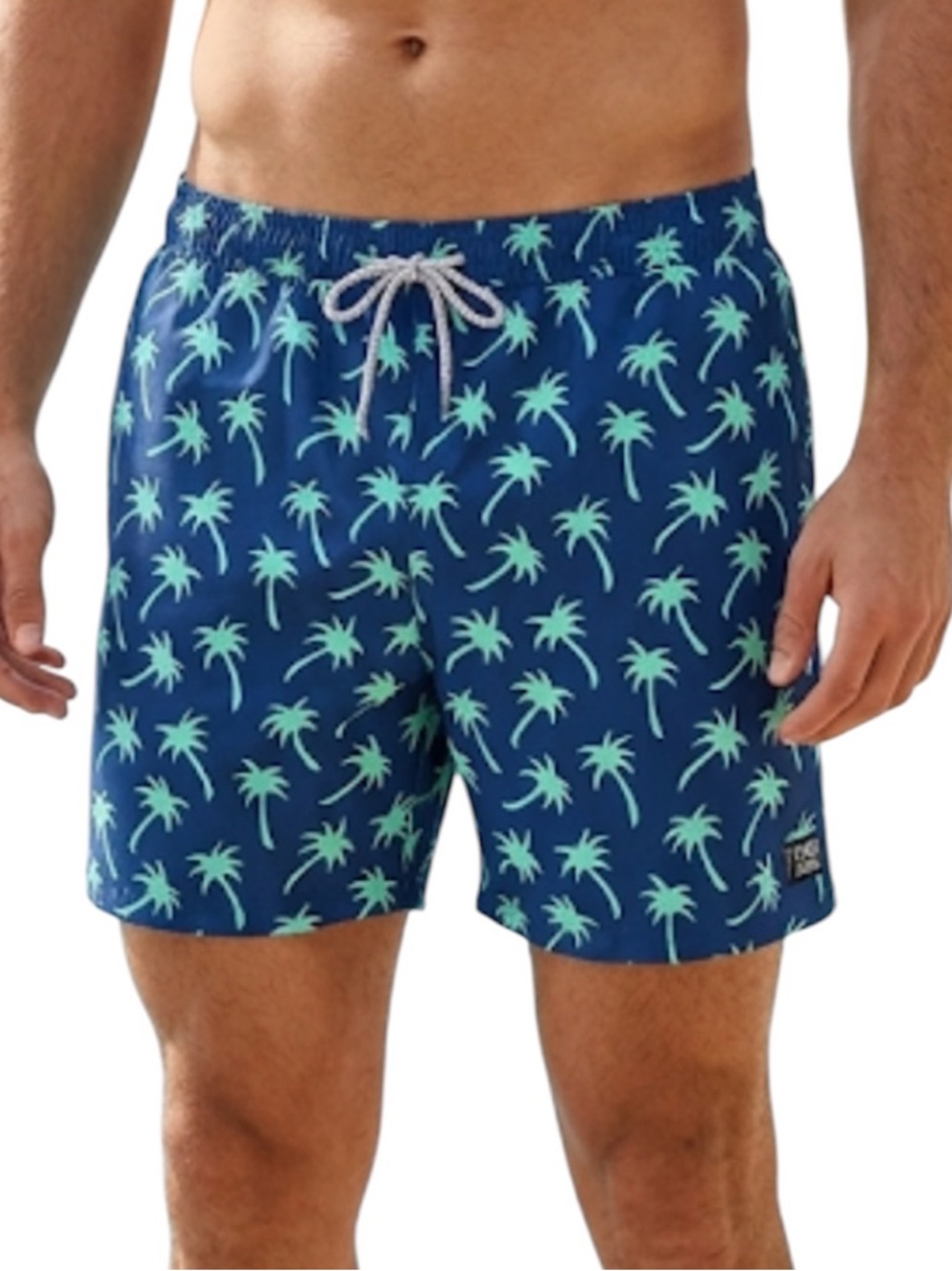 Tom & Teddy Swim Trunks XXL Blue Palm Tree Print Men's Board Shorts
O
